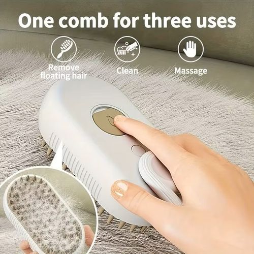 Cat Steam Brush for Cats Multifunctional Plastic Cat Dog Steaming Brush Pet Spray Wash Brush With Handle