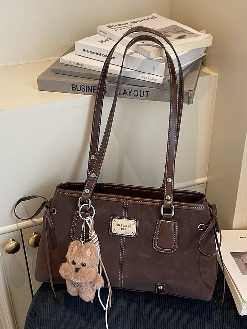 Suede Retro Tote Bag for Women, Shoulder Bag, Large Capacity, Suitable for Commuting and Everyday Use.