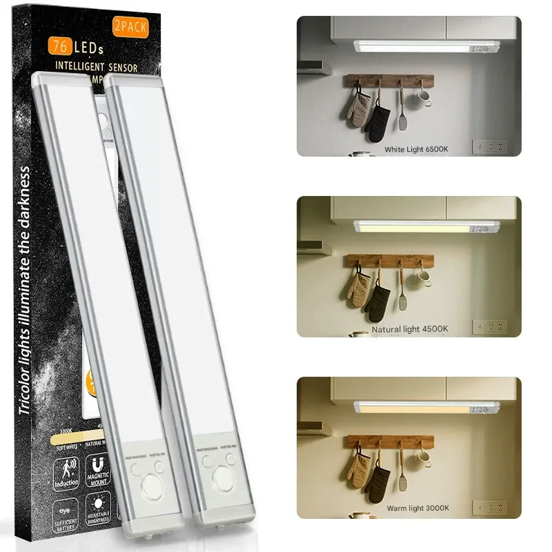 30cm Smart LED Human Body Induction Light Strip Rechargeable Self-Adhesive Night Light Table Lamp Wardrobe Wine Cabinet Cabinet Light