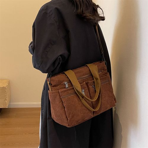 2025 new corduroy shoulder bag large capacity commuting travel fashion casual simple messenger bag Korean Ruiying style backpack