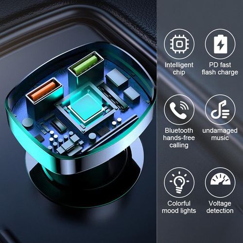 Nuokaiqi Car MP3 Player with Type C USB C Fast Charging Dual USB Ports Hands-Free Kit Wireless FM Transmitter FM Modulator Car Plug ≤ 36V No Battery Wireless Properties Gift for Father or Friends