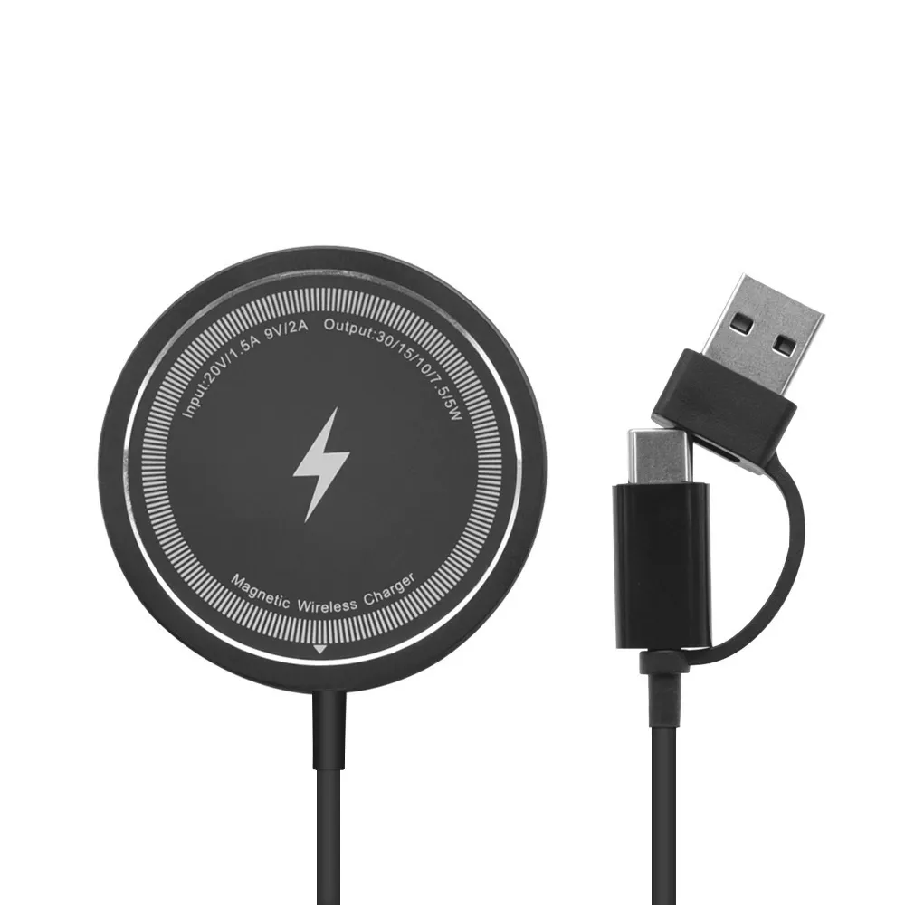 Magsafe magnetic wireless charger suitable for Apple mobile phone 15W wireless fast charging two-in-one interface round