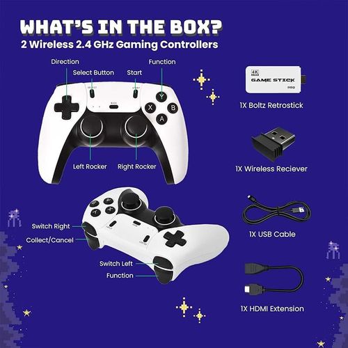 NEW Upgraded Retro Game Stick with 40,000+ Games 26 Emulators 4K HDMI Output Plug and Play Wireless Controller for TV Monitor Video Gamepad Console