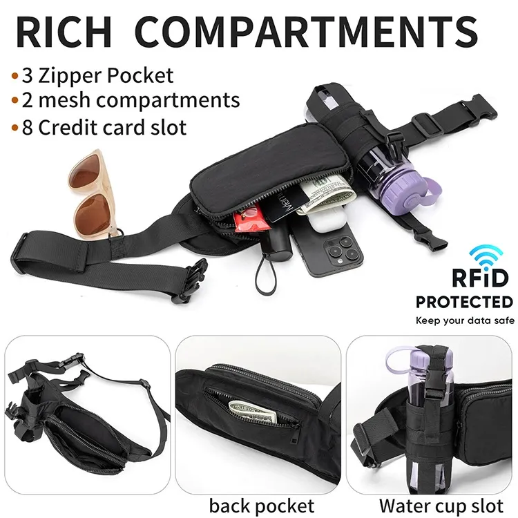 Outdoor sports running waist pack, water bottle waist pack, ultra-lightweight, wear-resistant, waterproof nylon mobile phone waist pack.