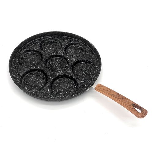 Iron medical stone induction cooker open flame 7 holes small flat bottom non-stick multi-function egg dumpling mold breakfast frying pan