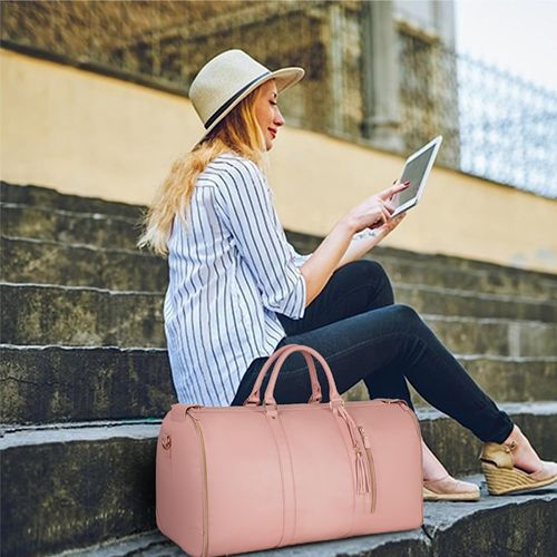 Foldable Women's Suit Travel Bag Large Capacity Multifunctional PU Luggage Business Travel Fashion Handheld Storage Bag