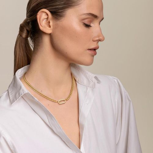 Tewiky Cuban Link Chain Necklace with Zircon Clasp for Men Women Trendy 16 Inch Zirconia Cross Pendant Jewelry Gift for Black Friday Christmas