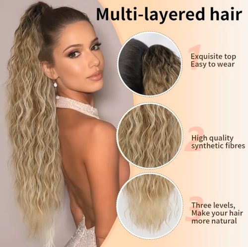 30-inch goddess wig with long curly hair × fluffy corn curl clip high ponytail style｜lazy and sexy｜increase hair volume in one second