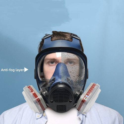 Gas mask providing full face protection for painting, sanding, dust, smoke, pesticides, chemical gases, and toxic fumes.