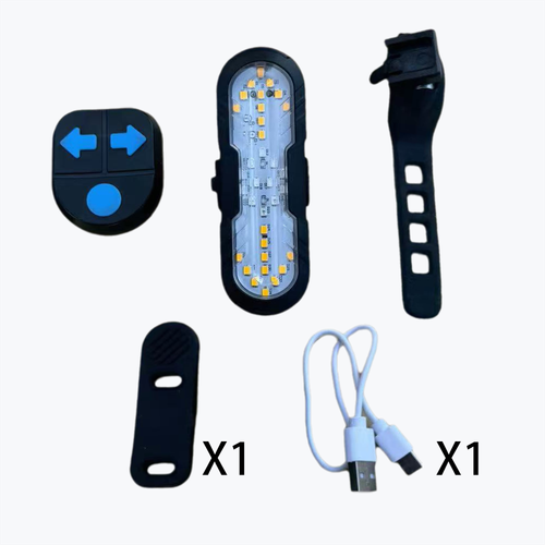 Remote control bicycle taillight with horn, turn signals, and USB charging, a warning light for night riding.