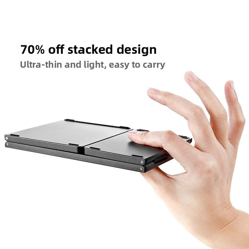 Mini Tri-Fold Bluetooth Keyboard - Ultra-Thin & Portable, Wireless Touch Keyboard Compatible with iPhone Android PC Tablet, Silent Scissor Keys for Office Travel