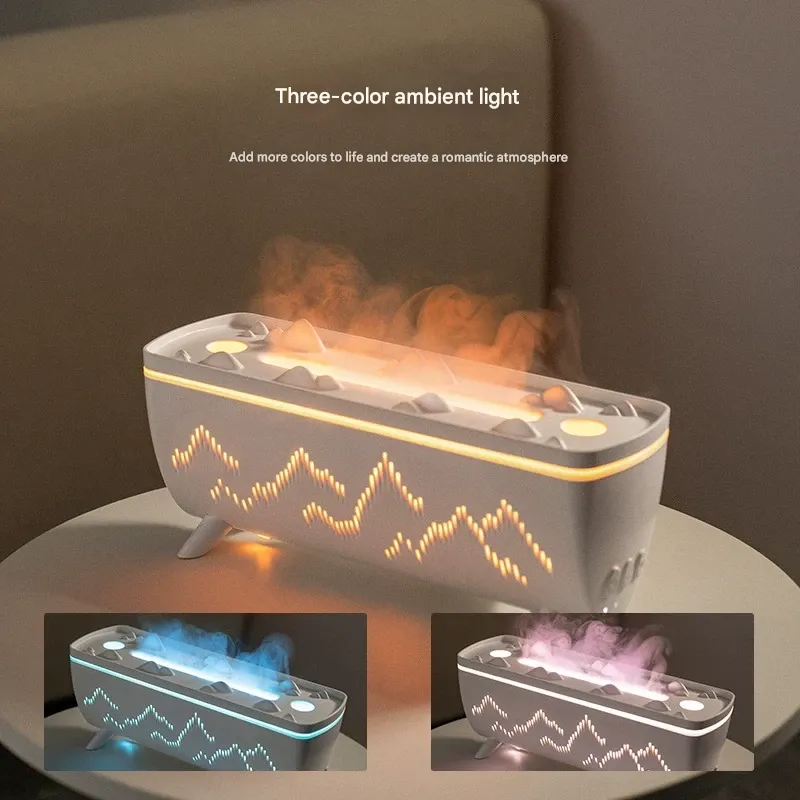 New simulated flame aromatherapy machine desktop ultrasonic double spray humidifier home fragrance sprayer