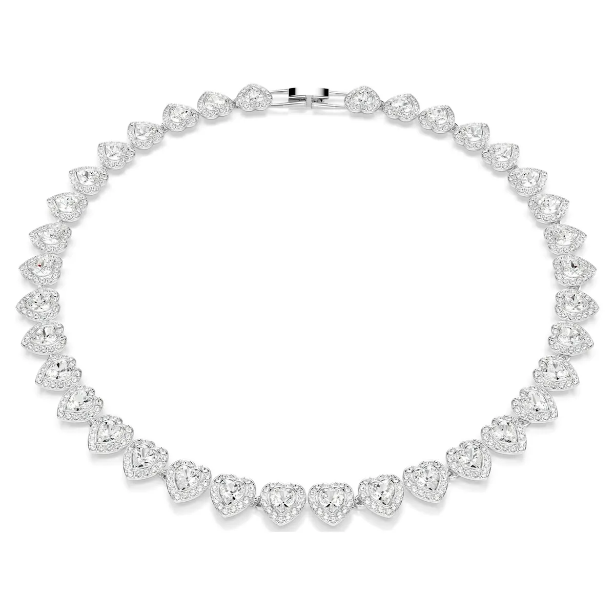 Popular full-diamond heart-shaped necklace for women, fashionable and luxurious heart-shaped clavicle chain.