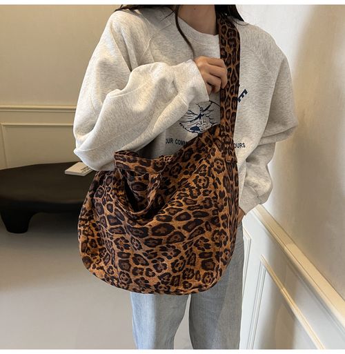 Retro leopard print bag, fashionable handbag, new  style, large capacity, commuter crossbody bag, shoulder bag, tote bag.