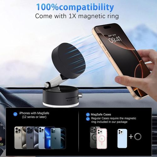 Vacuum Magnetic Suction Phone Holder,  New Magnetic Suction Phone Mount, Foldable Portable Double-Sided Vacuum Magnetic adsorption Adjustable Mobile Phone Holder for All Phones