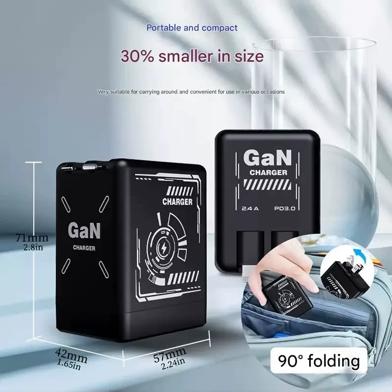 New 120w gallium nitride charger retractable data cable suitable for Apple mobile phones and Android mobile phones fast charging head