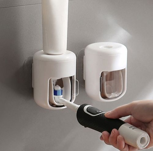Bathroom Accessories Wall Mount Brush Holder Dental Automatic Electric Toothpaste Dispenser Toothbrush Holder