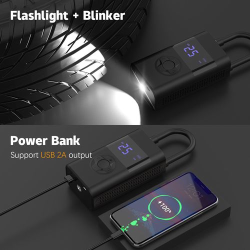 Portable Mini Car Air Compressor Pump Tire Inflator Tool Kit, Wireless Automatic Electric Digital Tire Inflator