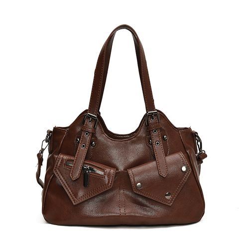 Retro European and American large capacity tote bag 2025 new handbag messenger bag splicing women's bag simple soft leather underarm bag