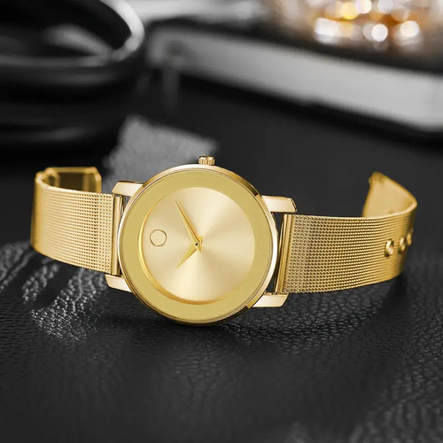 Elegant quartz watch Stainless steel strap Alloy hands Alloy women's case, waterproof, ultra-thin design, with mesh strap, gift wrap& Mother's Day Gift