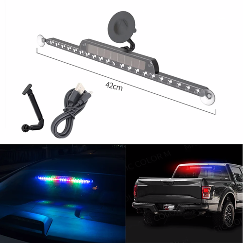 Car emergency light, solar-powered RGB flashing warning light, multi-functional decorative anti-collision night driving safety light.