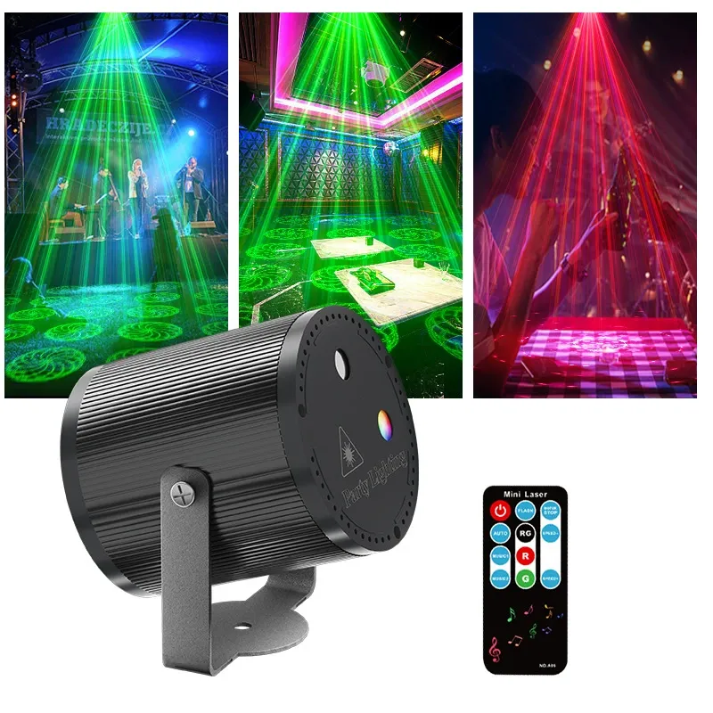 New LED cylindrical laser light for parties, stages, and atmosphere remote control, car charger, flashlight, voice-activated mini laser light.