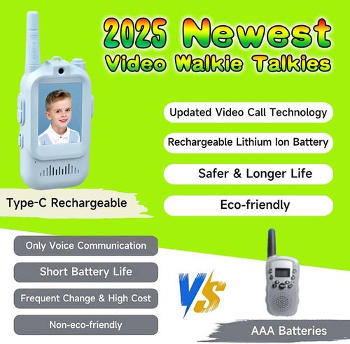 Video call intercom christmas gift Handheld 2 Pack RechargeableVideo Intercom Kids Walkies Talkies, IndoorOutdoor Toys for Family Games, Outside, Camping