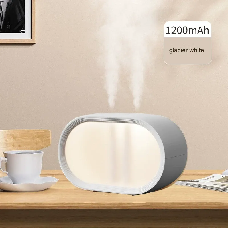 New Home Humidifier with Large Spray, Large Capacity, Small and Portable for Bedroom Desktops, Dual Spray Aromatherapy, Silent Design