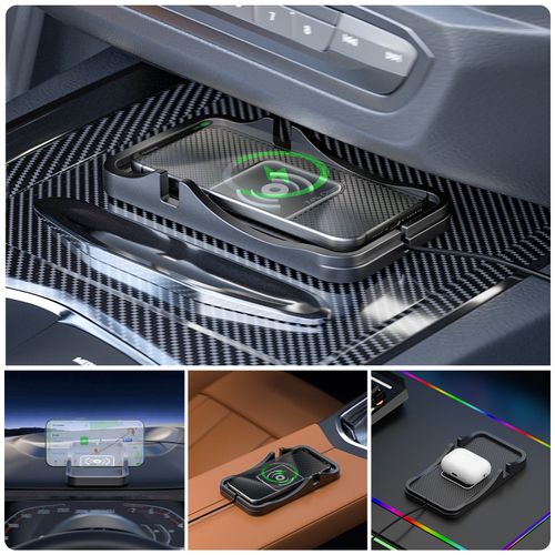 D7 Car Navigation Anti-Slip Wireless Charger, Dual-Use for Home and Car Navigation, Anti-Slip Mat Modified with Added Wireless Charging