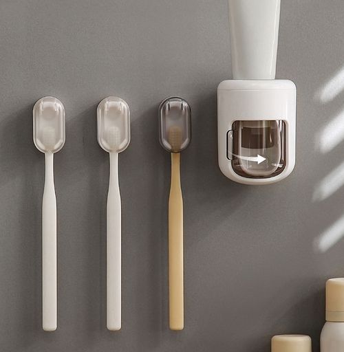 Bathroom Accessories Wall Mount Brush Holder Dental Automatic Electric Toothpaste Dispenser Toothbrush Holder