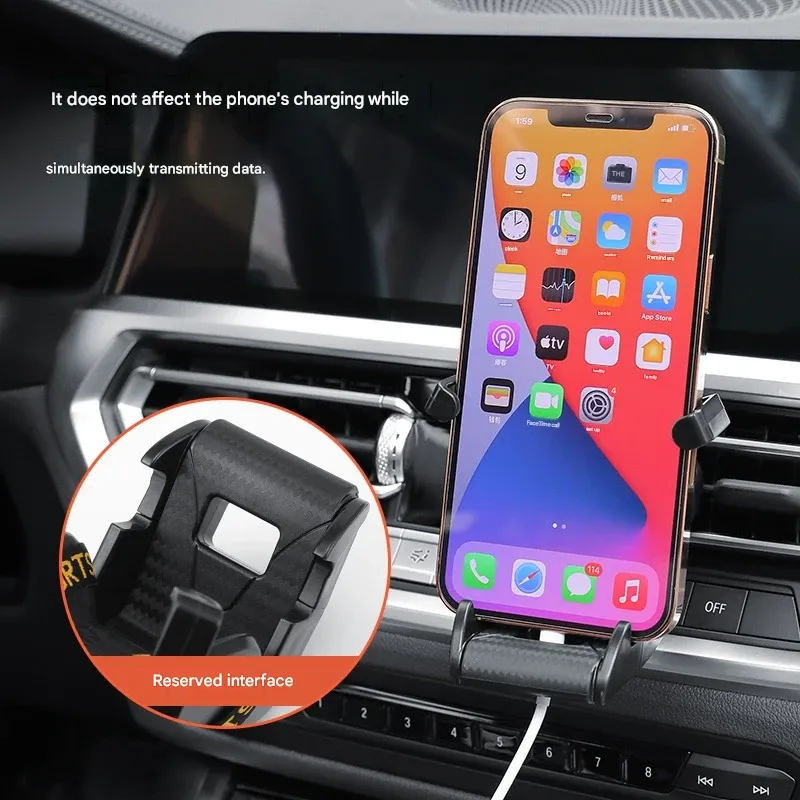 New car phone holder with air vent gravity design, multi-functional car navigation phone holder