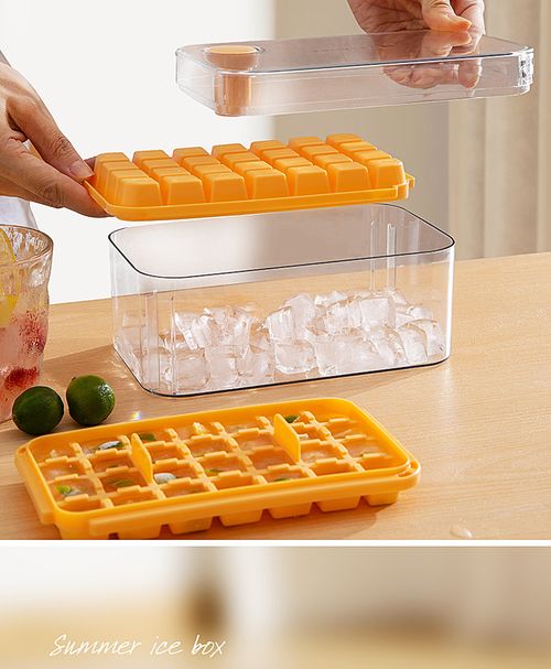 One-button demoulding ice tray ice storage box single double layer press ice box single square ice cube mold home storage box