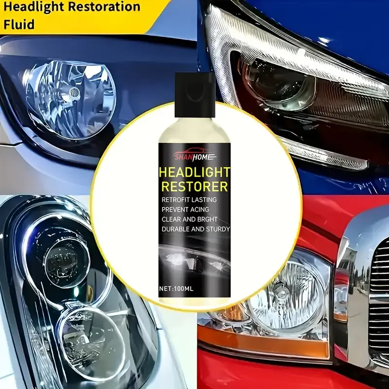Shanhome Headlight Restoration Kit for Cars , Scratch & Oxidation Remover, Prevents Yellowing, Enhances Clarity and Brightness, 3.38oz