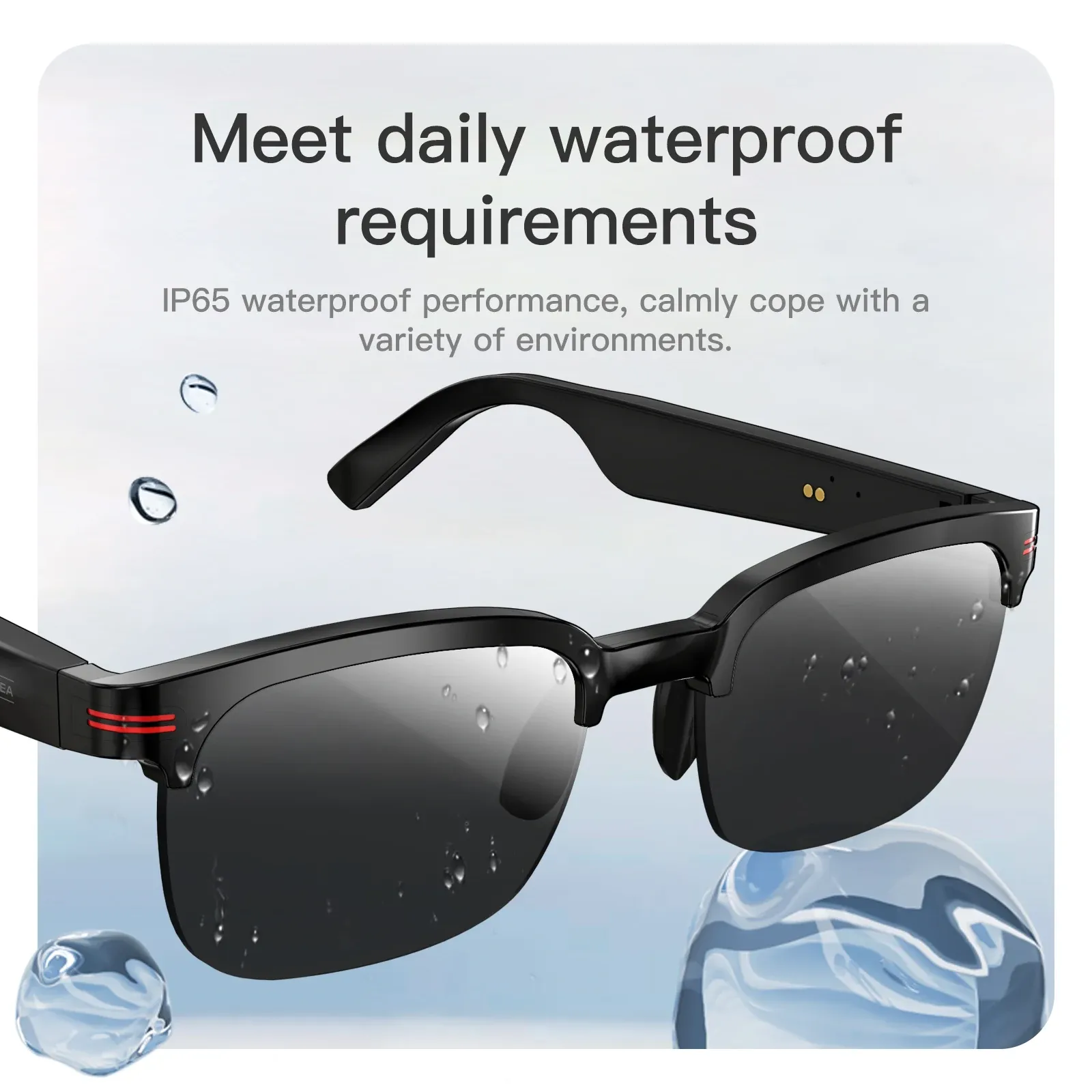 New GS200 Smart Glasses Wireless Call Music Playback Half Frame Sunglasses With Blue Light UV Protection IP67 Waterproo