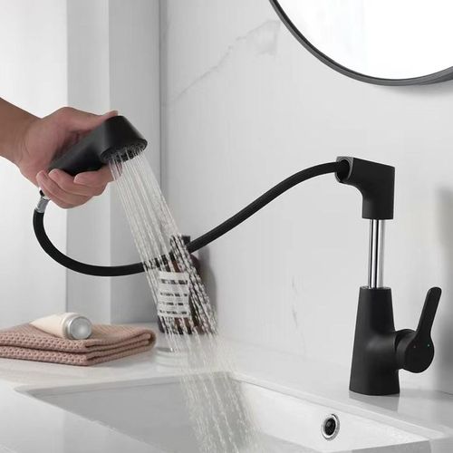 Hot and Cold Water Mixer Taps Single Hole 360 Rotation Spring Pull Down Spray Stainless Steel Kitchen Sink Fauce