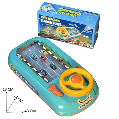 Unisex Kids Electronic Racing Adventure Game Set Simulation Steering Wheel Toy Car & Spaceship for Ages 5 to 7 Years