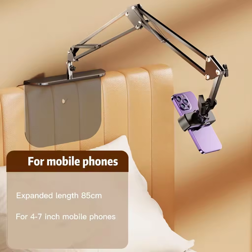 Innovation clip-free enhanced stability hidden bedside retractable mobile phone stand tablet holder for sofa bed