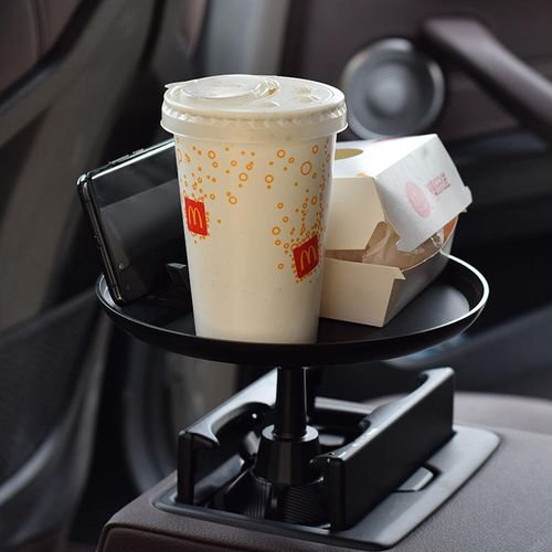360 degree rotating travel silicone multifunctional car eating cup holder tray