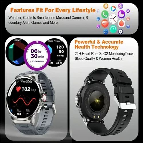 1.85-inch high-definition large screen, full-screen touch, 710mAh large battery, waterproof for outdoor sports, Bluetooth-enabled smart watch with phone call function