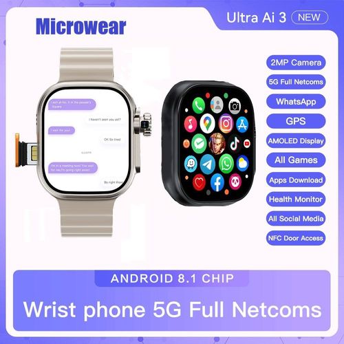 Men's Women's 4G WIFI Smart Watch 1.65-inch AMOLED Screen 1ATM Waterproof Sports Smartwatch With Sim Card