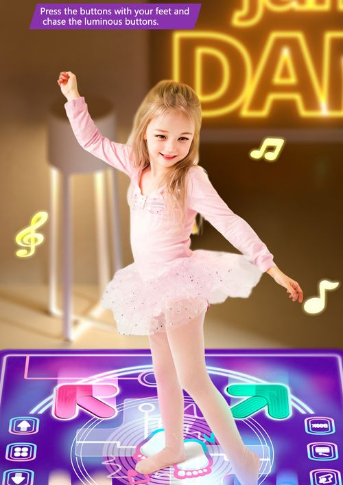 Interactive Dance Mat for Kids Ages 4-8, Light-Up Arrows, Wireless Bluetooth, Adjustable Volume, 4 Game Modes, Rechargeable Battery