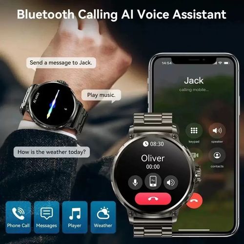 1.85-inch high-definition large screen, full-screen touch, 710mAh large battery, waterproof for outdoor sports, Bluetooth-enabled smart watch with phone call function