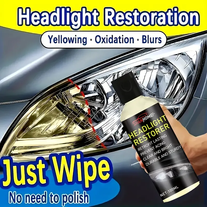 Shanhome Headlight Restoration Kit for Cars , Scratch & Oxidation Remover, Prevents Yellowing, Enhances Clarity and Brightness, 3.38oz