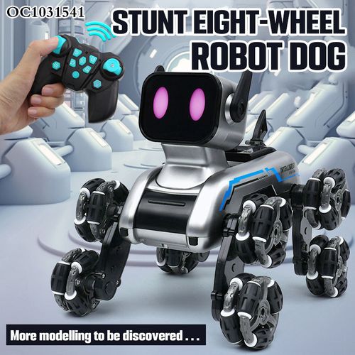 New children's intelligent remote-controlled robotic dog toy car as a gift, with eight-wheel drive, capable of stunt performances and functioning as a mechanical climbing vehicle.