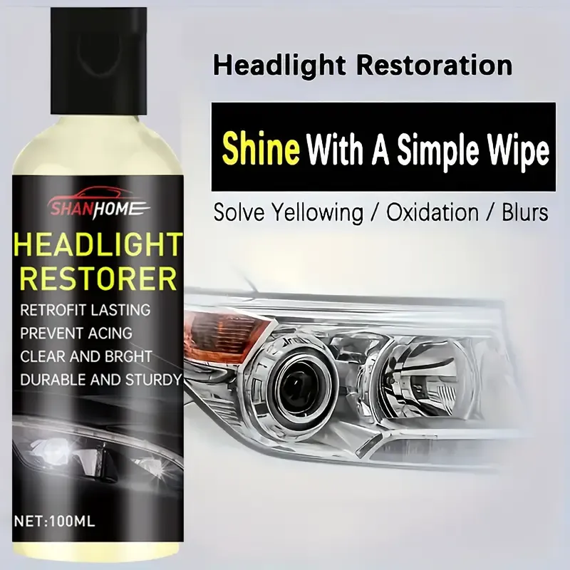 Shanhome Headlight Restoration Kit for Cars , Scratch & Oxidation Remover, Prevents Yellowing, Enhances Clarity and Brightness, 3.38oz