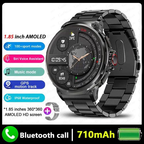 1.85-inch high-definition large screen, full-screen touch, 710mAh large battery, waterproof for outdoor sports, Bluetooth-enabled smart watch with phone call function