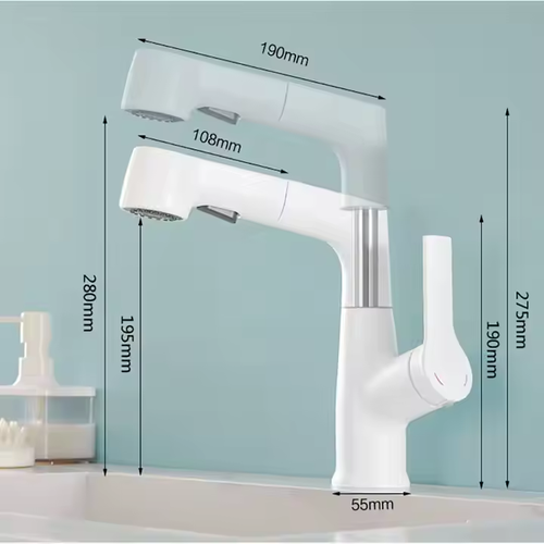 Hot and Cold Water Mixer Taps Single Hole 360 Rotation Spring Pull Down Spray Stainless Steel Kitchen Sink Fauce
