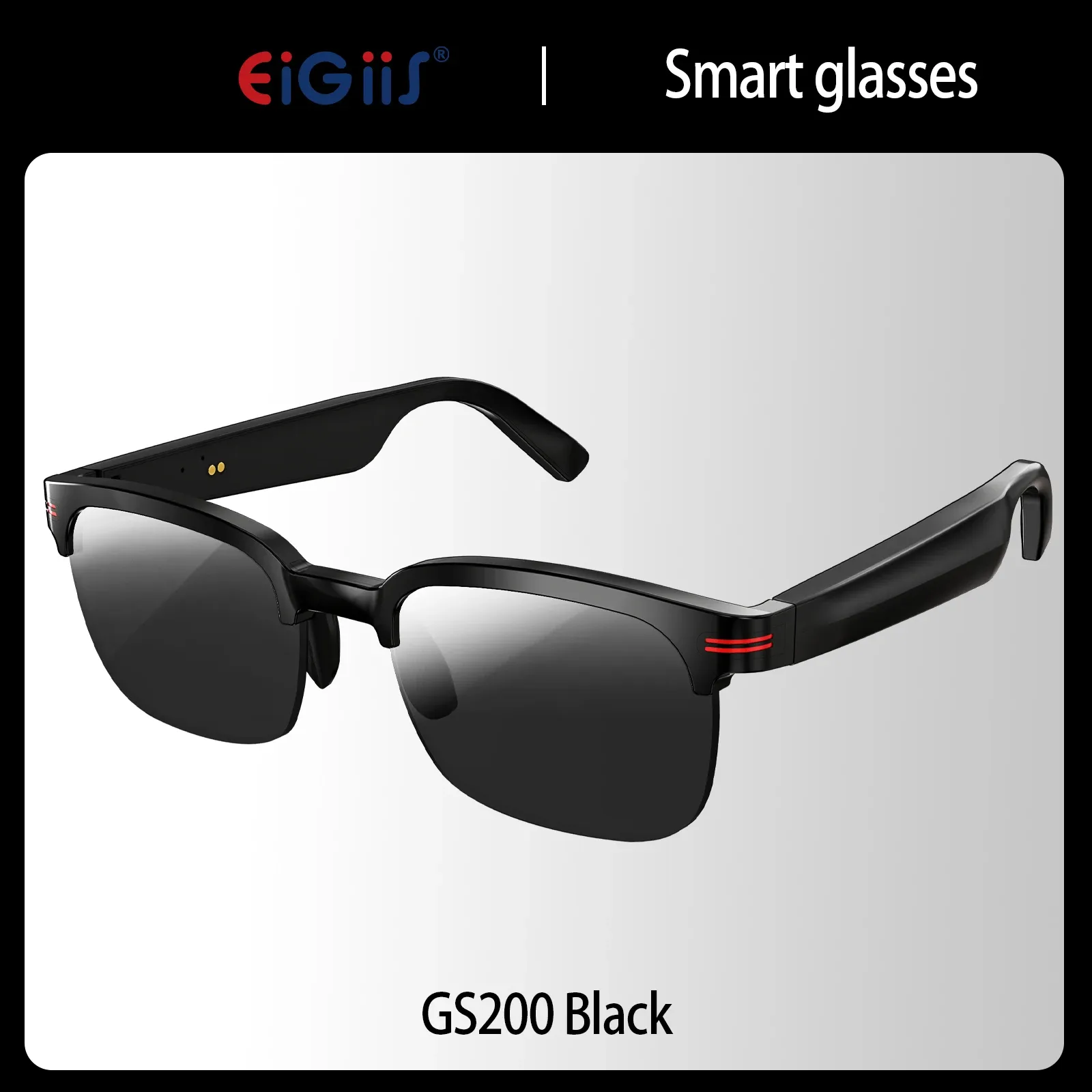 New GS200 Smart Glasses Wireless Call Music Playback Half Frame Sunglasses With Blue Light UV Protection IP67 Waterproo