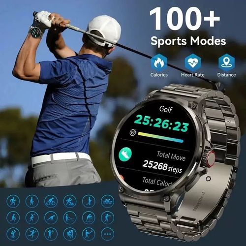 1.85-inch high-definition large screen, full-screen touch, 710mAh large battery, waterproof for outdoor sports, Bluetooth-enabled smart watch with phone call function