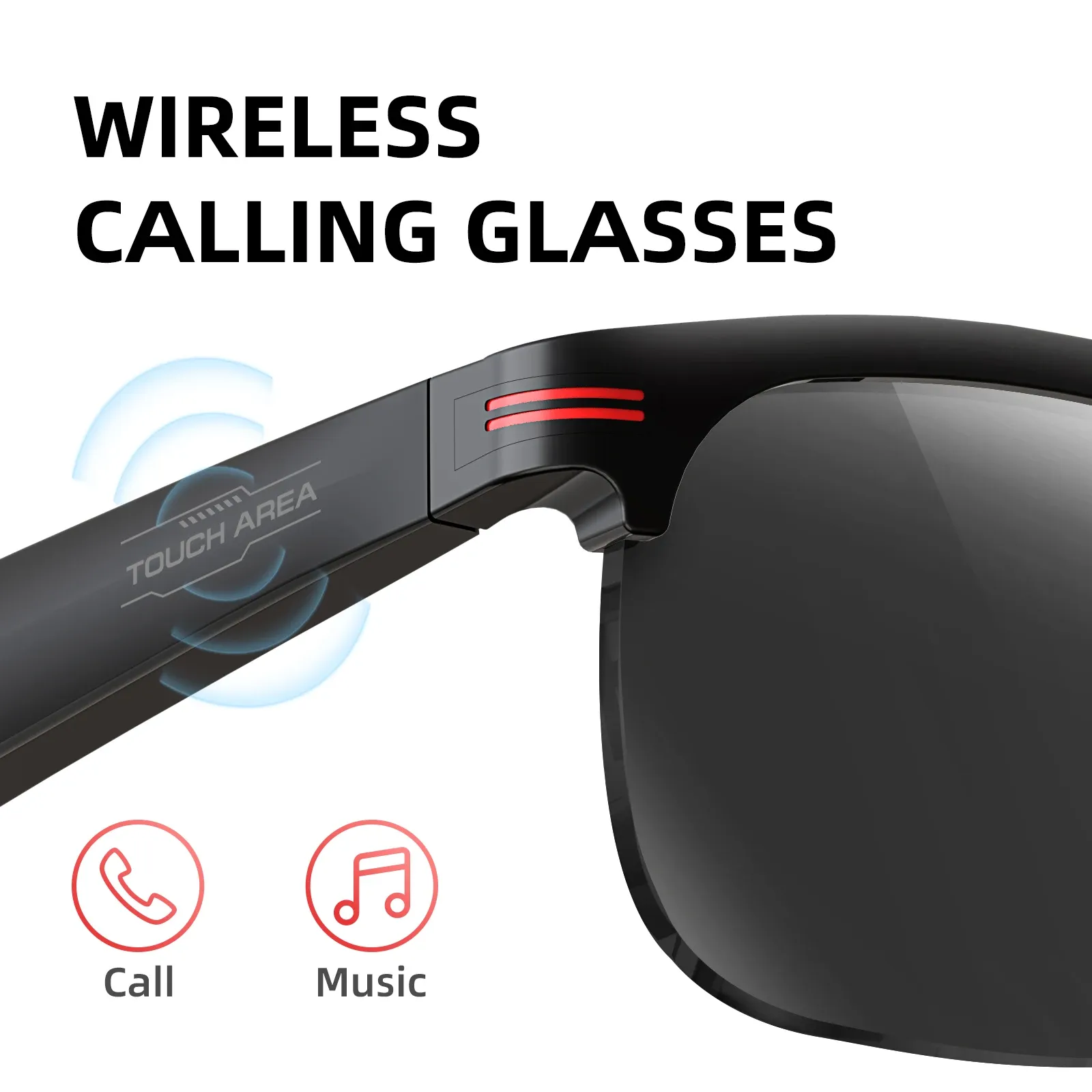 New GS200 Smart Glasses Wireless Call Music Playback Half Frame Sunglasses With Blue Light UV Protection IP67 Waterproo